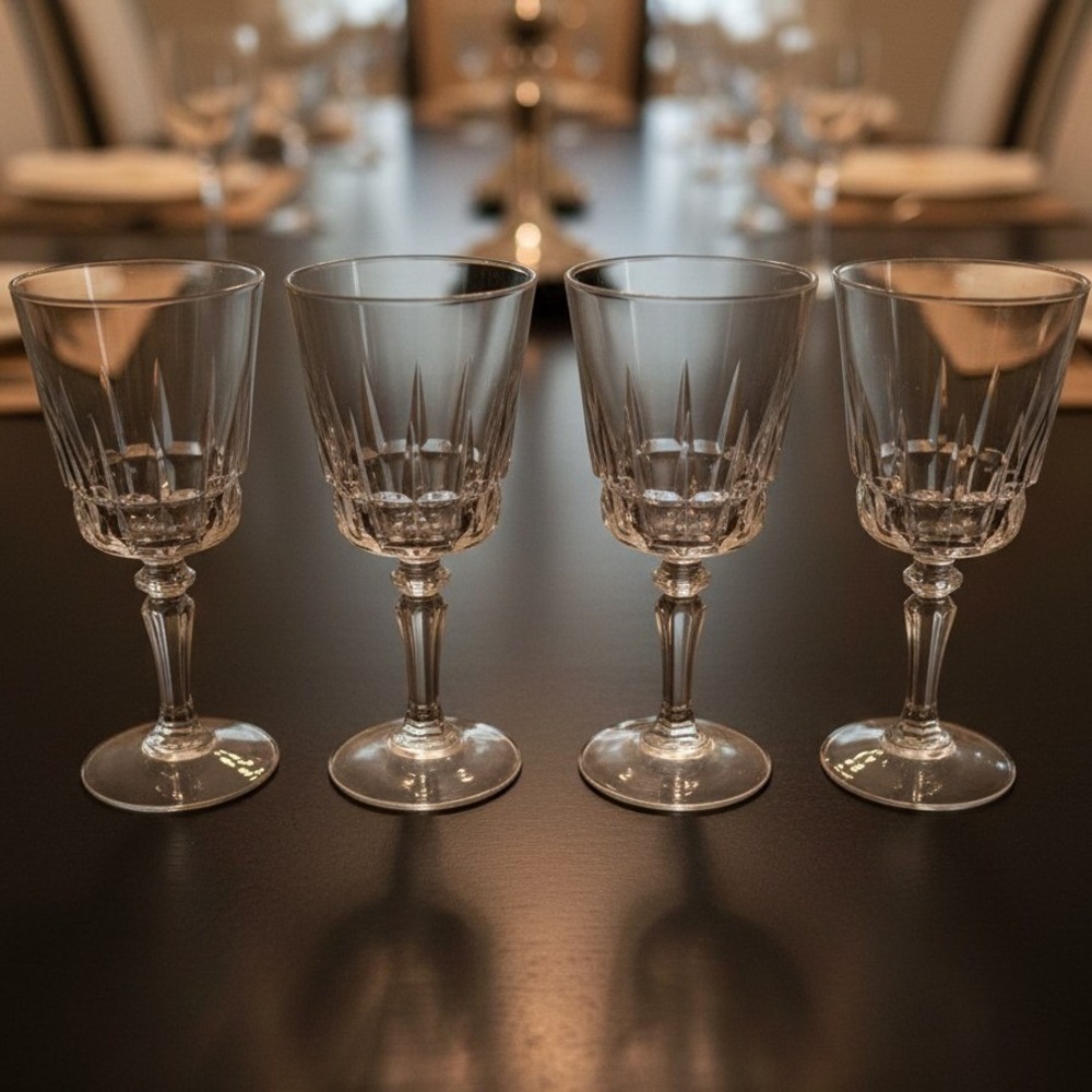 Lady Victoria Lead Crystal Wine Glasses, Set of 4, Vintage Stemware, Replacement